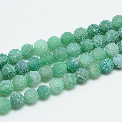 Натуральные и крашеные нити шарик потрескивание агата, матовый стиль, круглые