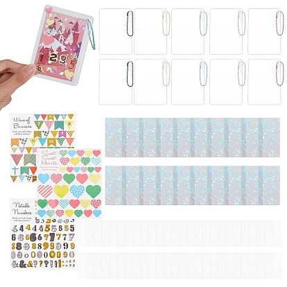 DIY Photocard Sleeve Keychain Making Kit, Including Plastic Card Sleeves, PVC Decorations Stickers, Iron Ball Chains with Connectors