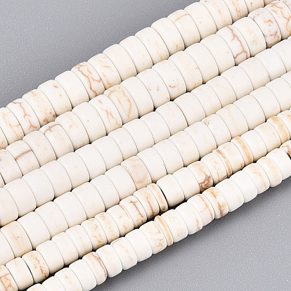 Синтетических Говлит бисер нитей, диск, Heishi бусы