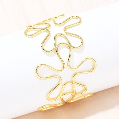 Полые латунные манжеты браслеты для женщин, цветок, стойки покрытие, долговечный, без кадмия и без свинца