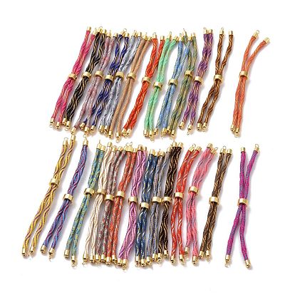 Nylon Cord Silder Bracelets, for Connector Charm Bracelet Making, with Rack Plating Golden Brass Clasp, Long-Lasting Plated, Cadmium Free & Lead Free