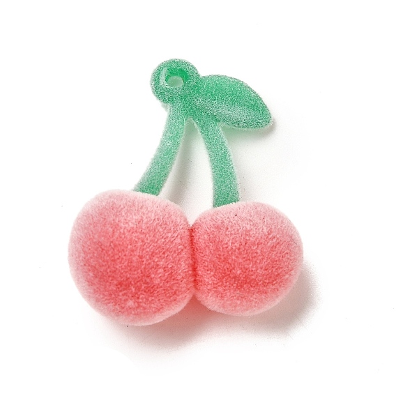 Кулоны из флокированной смолы, вишня, с железной петлей