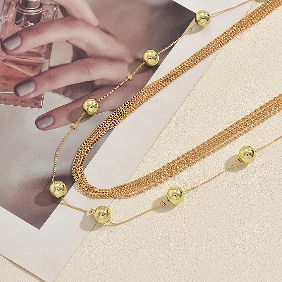 Длинные многорядные ожерелья из железных шариков для женщин