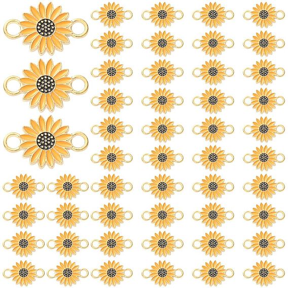 50Шармы из эмалевого сплава шт., ссылки цветы ромашки, золотой свет