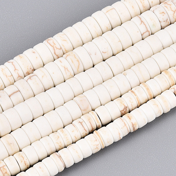 Синтетических Говлит бисер нитей, диск, Heishi бусы