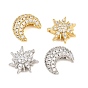 Brass Micro Pave Cubic Zirconia Pendants, Sun/Moon Charms, Rack Plating, Long-lasting Plated, Cadmium Free & Lead Free