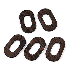 Natural Wenge Wood Pendants, Undyed, Oval Frame Charms