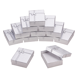 BENECREAT Valentines Day Gifts Packages Cardboard Pendant Necklaces Boxes, with Bowknot Outside and Sponge Inside, Rectangle