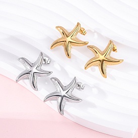 304 серьги-гвоздики из нержавеющей стали для женщин, морская звезда