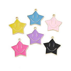 Подвески из эмали и сплава, золотые, очаровательные звезды с улыбающимся лицом