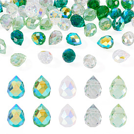 50 шт 5 цвета гальванические прозрачные стеклянные бусины нити, слеза, Топ пробуренной, граненые