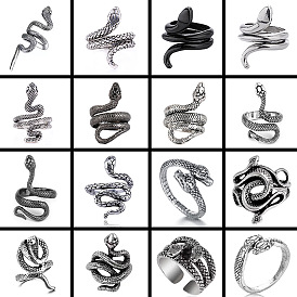 Retro punk snake ring men's exaggerated shape open ring adjustable ring animal ring