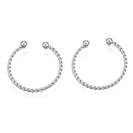 304 Stainless Steel Twist Rope Cuff Ring, Open Rings for Women