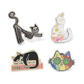Cartoon Cat Shape Alloy Enamel Pin Brooch, for Backpack Clothes