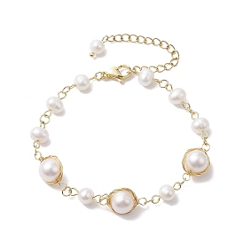 Bracelets à maillons en perles d'eau douce de culture naturelle pour femmes