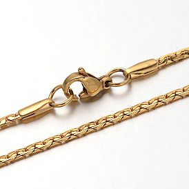 304 из нержавеющей стали цепи ожерелья, с карабин-лобстерами , 19.6 дюйм (50 см), 2 мм