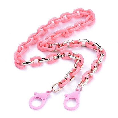 Personalized Acrylic & CCB Plastic Cable Chain Necklaces, Eyeglasses Chains, Handbag Chains, with Plastic Lobster Claw Clasps