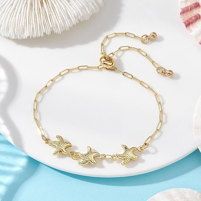 Браслеты-слайдеры из нержавеющей стали в форме морской звезды, браслеты-цепочки из латуни для скрепок для женщин