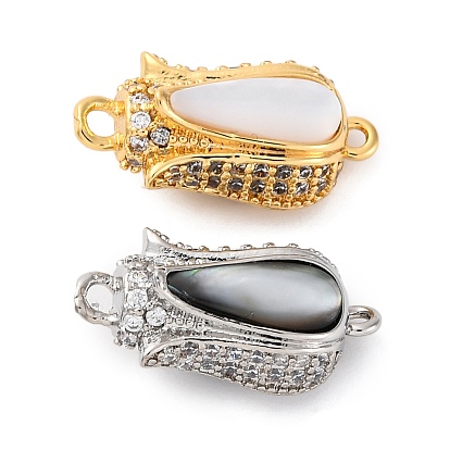 Застежки из эпоксидной смолы с отделкой из латуни, прозрачного кубического циркония и черной ракушки, без кадмия, без никеля и без свинца, цветок