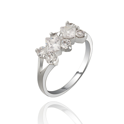 Simple Fashion Style Brass Cubic Zirconia Rings