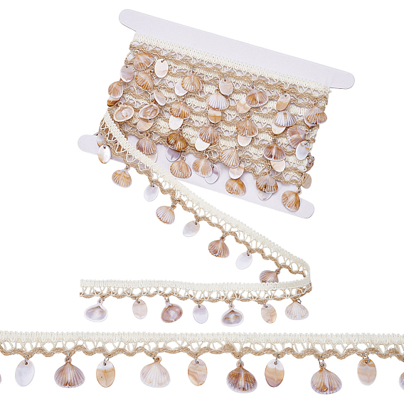 Хлопок лента, с подвесками в форме пластиковых ракушек и картонной демонстрационной карточкой.