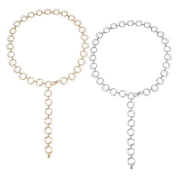 2шт 2 цвета железные круглые кольца звенья цепи ремни, поясной ремень для украшения платья-рубашки