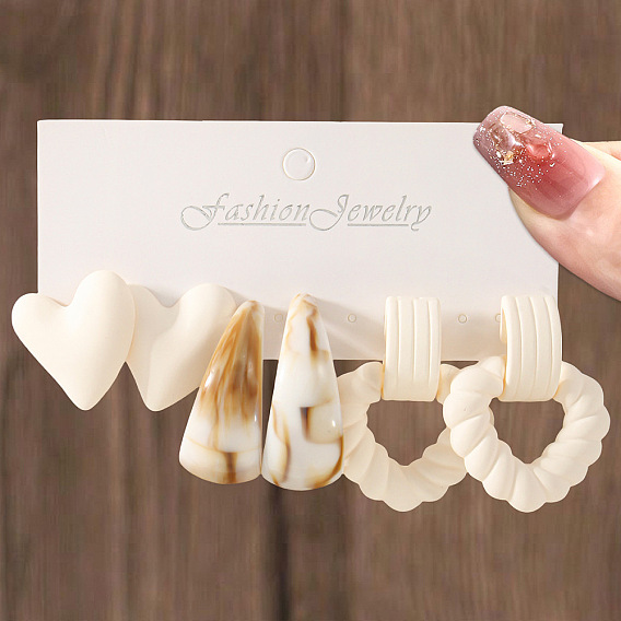 Ccb пластиковые серьги наборы, слеза и сердце, платина