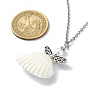 Natural Shell Fairy Pendant Necklace, with 304 Stainless Steel Cable Chains