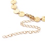 Brass Flat Round Link Chain Necklaces, with 304 Stainless Steel Lobster Claw Clasps