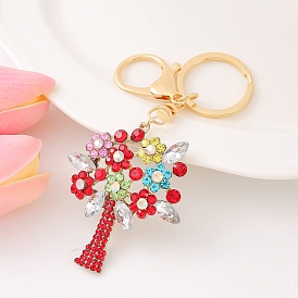 Alloy Rhinestone Keychains, Tree