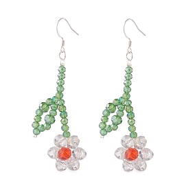 Flower of Life Long Dangle Earrings, Wire Wrapped Jewelry for Women