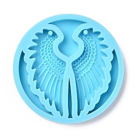 Pendant Silicone Molds, Resin Casting Molds, For UV Resin, Epoxy Resin Jewelry Making, Flat Round with Wings