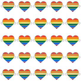 30шт. радужного цвета сплав эмалированный соединительный брелок, сердечные ссылки, без кадмия, без никеля и без свинца, платина