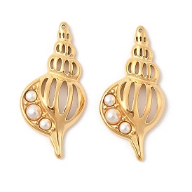 304 подвески из нержавеющей стали, с абс пластмассовой имитационной жемчужиной, очарование раковины, ионное покрытие (ip)