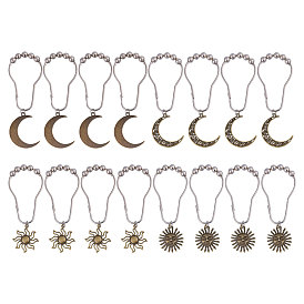 16 шт. 4 стили железные кольца для занавески для душа для ванной комнаты, легко скользящие ролики, металлические вешалки для душа с бусинами, Вс & луна