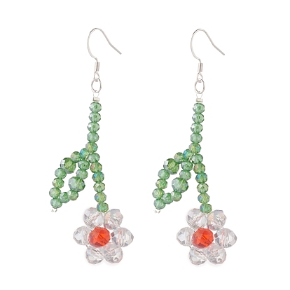 Flower of Life Long Dangle Earrings, Wire Wrapped Jewelry for Women