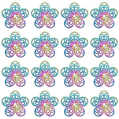 201 из нержавеющей стали филигранные подвески, гравированные металлические украшения, цветок