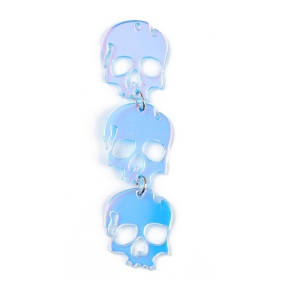 Большие подвески из прозрачного акрила на тему Хэллоуина, череп, с железной фурнитурой
