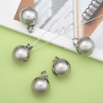 Fashionable 304 Stainless Steel Round Pendants, 28x25mm, Hole: 6.5x9mm