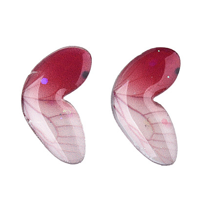 Transparent Epoxy Resin Cabochons, with Sequins, Wing