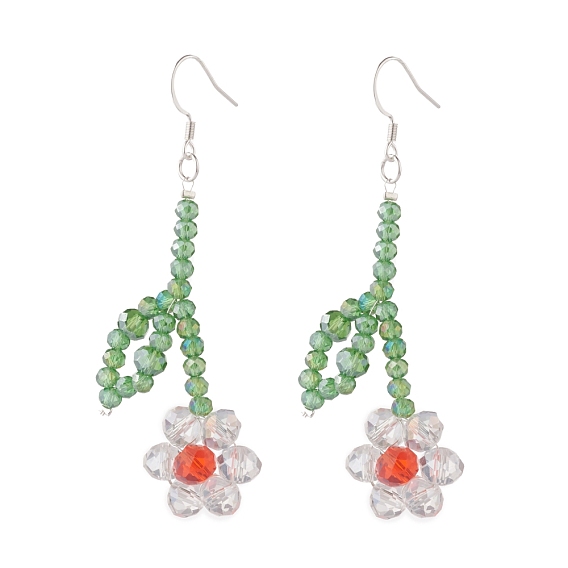 Flower of Life Long Dangle Earrings, Wire Wrapped Jewelry for Women