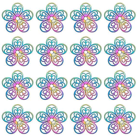 201 из нержавеющей стали филигранные подвески, гравированные металлические украшения, цветок