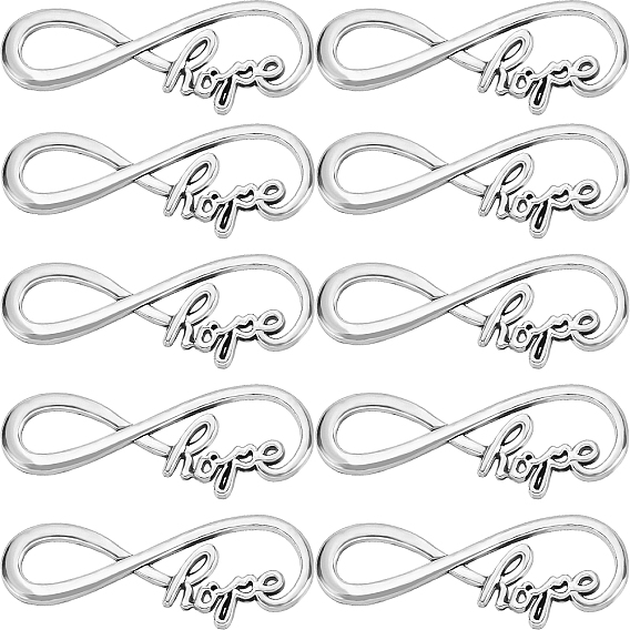 50шт. Тибетский стиль сплав бесконечность с подвесками-соединителями слова надежда, без кадмия и без свинца