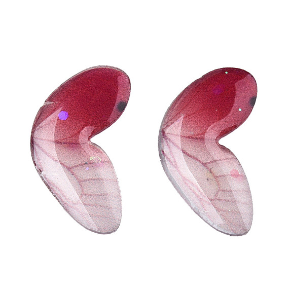 Transparent Epoxy Resin Cabochons, with Sequins, Wing