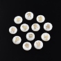 12Pcs 12 Patterns Natural Freshwater Shell Beads, with Golden Plated Brass Metal Slice Embellishments, Flat Round with Twelve Constellations