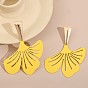 Baking Paint Alloy Gingko Leaf Stud Earrings for Women, Golden