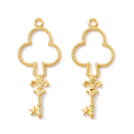 Alloy Open Back Bezel Pendants, For DIY UV Resin, Epoxy Resin, Pressed Flower Jewelry, Long-Lasting Plated, Club with Key