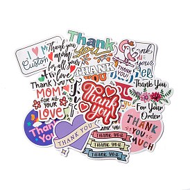 Cartoon Thank You Theme Paper Stickers Set, Waterproof Adhesive Label Stickers, for Water Bottles, Laptop, Luggage, Cup, Computer, Mobile Phone, Skateboard, Guitar Stickers Decor