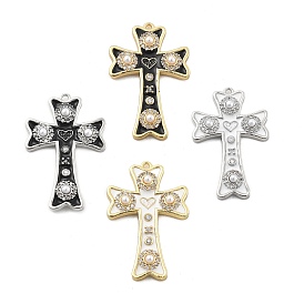 Латунные микро проложить кубического циркония подвески, крестик с сердечками, с бусинами из эмали и абс пластика, без свинца и без кадмия, долговечный