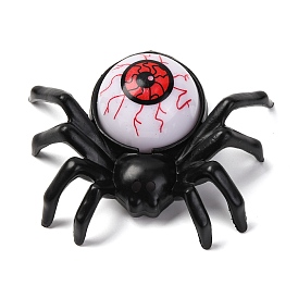 Halloween Resin Spider with Scary Eyeball LED Light Figurines Ornament, for Halloween Party Decoration, Built-in Battery